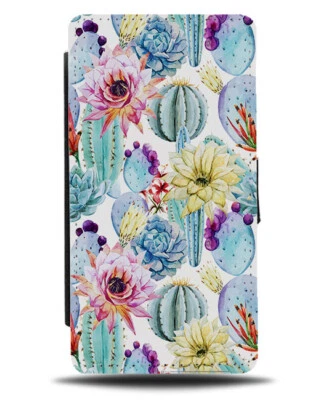 Various Cactus Plants Pattern Flip Wallet Case Plant Plants Painting G950 - Image 1 of 3