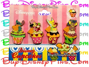 Juego de 4 prendedores Disney Cupcakes prendedores Disney tema comida puntada Minnie Tinkerbell. - Imagen 1 de 6