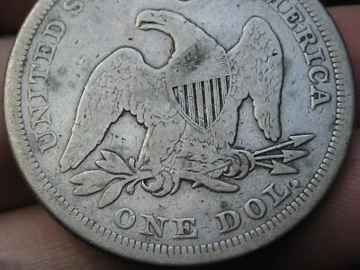 1859 P Seated Liberty Silver Dollar- Philadelphia, Good/VG Details - Image 1 of 4