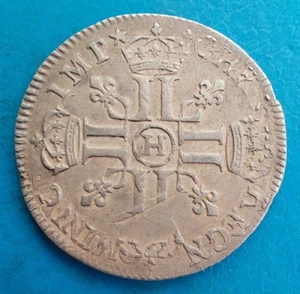 Louis XIV, 1/4 Quarter Of Ecu With 8 H L 1693 H La Rochelle, 6079 Copies! - Picture 1 of 4