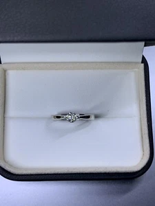 0.36ct Round Diamond Solitaire Chunky Engagement Ring 18ct White Gold - Picture 1 of 7