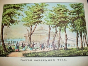 STAMPA CURRIER AND IVES / CASTLE GARDENS - NEW YORK / 10"" X 14" - Foto 1 di 1