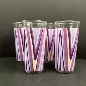 4er Set Vintage MCM Lila Psychedelisch Swirl 12 Unzen Longdrinkgläser, Becher - Bild 1 von 7