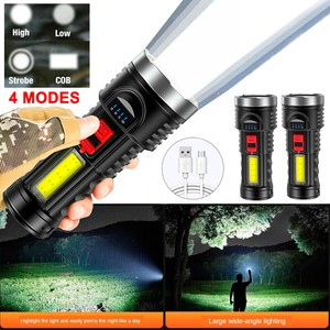 2 Pack 90000LM LED Super Bright Flashlight USB Rechargeable Torch Tactical Lamp 