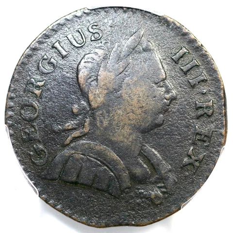 1774 V 7-74A R-6- PCGS VF 30 Machin's Mills Halfpenny Colonial Copper Coin 1/2p Cover