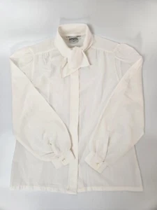 Vintage Preppy Blouse For Woman White Shirt Jonquil Size 8 White Blouse - Picture 1 of 5