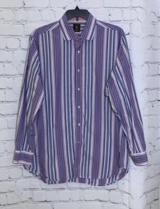 Taylor Byrd Mens XXL Shirt Pink Blue Stripe Long Sleeve - Picture 1 of 9