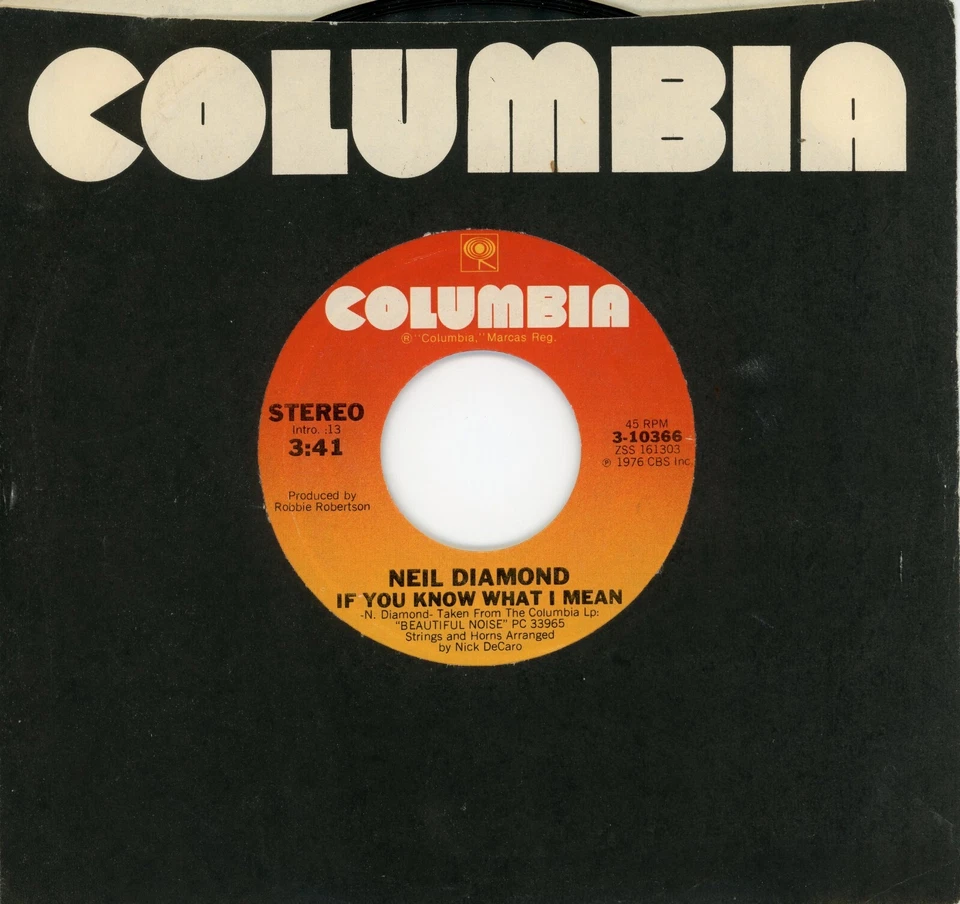 NEIL DIAMOND If You Know What I Mean / Street Life 1976 COLUMBIA 7" 45rpm NOS - Image 1 of 1