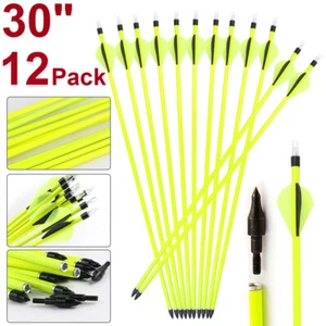 30 inch Archery Carbon Fluorescence Yellow Arrows SP500 For Compound/Recurve Bow - Picture 1 of 18