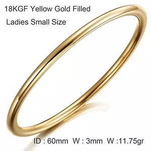Bracelet Real 18k Yellow Gold Filled Solid Ladies Golf Cuff Bangle Size 60mm - Picture 1 of 3
