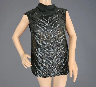 VALENTINO ROMA - ELEGANTE BLUSA LENTEJUELAS NEGRA - Talla 44 / EE. UU. 8 Foto 1 de 3