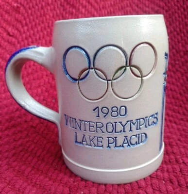 1980 XIII Olympic Winter Games Lake Placid NY Ice Hockey Goebel Salt Glazed Mug - Image 1 of 4
