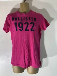 mens Hollister Size Medium Bright Pink Logo Front Short Sleeve Jersey T-shirt - Picture 1 of 5