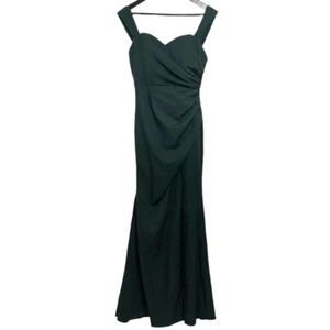 Maxi abito lungo formale Revelry Ariel convertibile in crepe verde taglia 8 - Foto 1 di 15