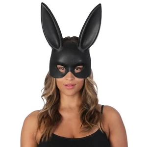 Quality Bunny Mask Black Masquerade Rabbit Ears Halloween Fancy Dress Accessory - Picture 1 of 2