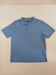 Kirkland PIMA POLO SHIRT Men XL Short Sleeve Rib Collar & Cuff 3-Button BLUE - Picture 1 of 9