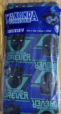 Marvel Black Panther Wakanda Forever Vinyl Tablecloth  52 x 70" Party Reuseable - Image 1 of 4