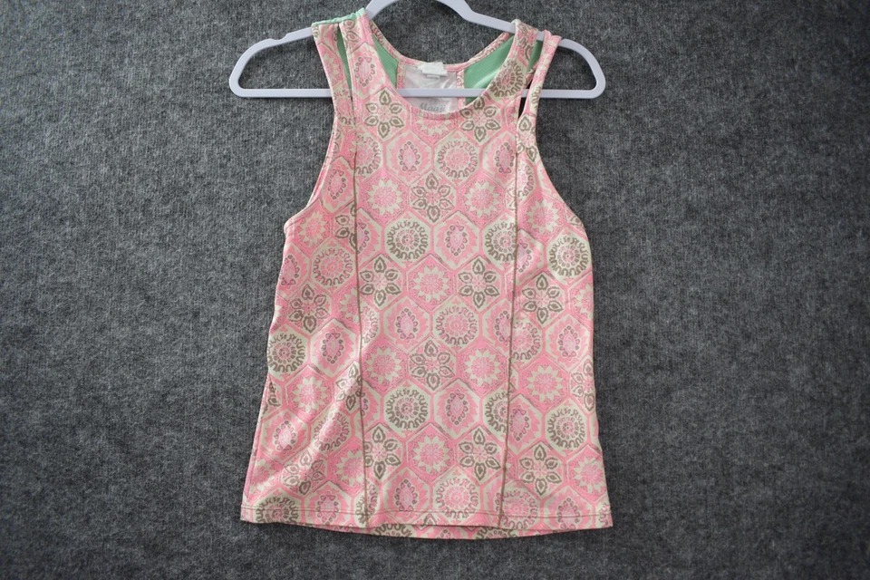 Camiseta sin mangas Maaji Racerback pequeña rosa verde malla perforada nailon spandex Foto 1 de 4