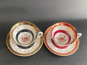 Juegos de platillos para tazas de té Debby Buckingham Fine Bone China X 2 florales rojo azul - Imagen 1 de 6
