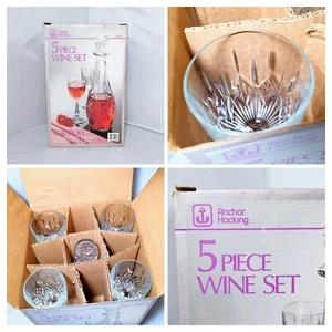 Raro Anchor Hocking Vintage Canfield 5 Piezas Juego de Vinos 1600/82 Vaso Transparente #001 - Imagen 1 de 9