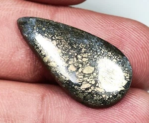 11 CT NATURAL MINERAL MARCASITE HADEED PEAR CABOCHON PENDANT GEMSTONE ER-756 - Picture 1 of 5