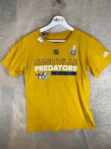 adidas NHL Casual T-Shirts Top Size S Mens Yellow Logo Short Sleeve - Picture 1 of 10