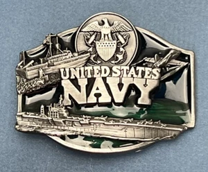 Siskiyou Belt Buckle United States Navy US Army Military Pewter Enamel READ - Picture 1 of 8