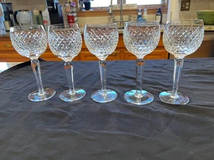 Waterford Crystal Alana 7-3/8" Hock Wine Balloon Glasses ~ Set of 5 - Picture 1 of 12