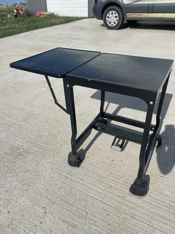 Vintage Tiffany Stand Company Black Metal Drop Leaf Rolling Typewriter Table BH Cover