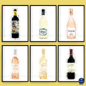 Wine Bottle Prints Splatter Art Poster Bar Decor, Whispering Angel, A5 A4 A3 - Picture 1 of 7