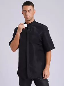 Para hombre Camisa del Clero Mangas Cortas Sacerdote Pastor Ministro Prendas para el torso Disfraz con Botones - Imagen 1 de 18