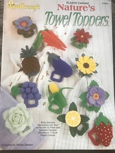 Vintage 1997 Nature's Towel Toppers Plastic Canvas Pattern Booklet 12 Designs - Picture 1 of 3
