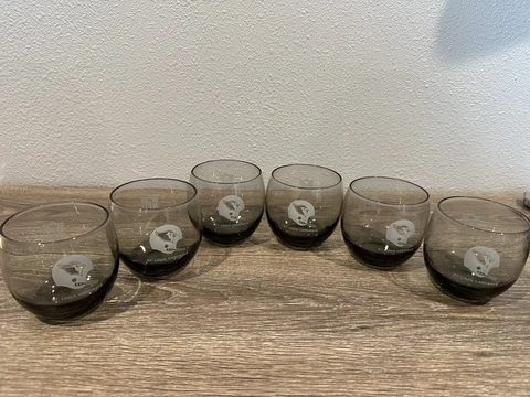 6-Vintage St Louis Cardinals NFL Football Whiskey Rocks Wine Smoked Glass EUC Cover