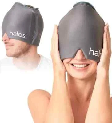 MyHalos Migraine Relief Cap Ice Pack Cold Wrap Reusable Therapy Headaches Sinus - Image 1 of 4