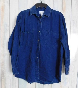 Vintage Damen Hemd groß blau Denim Herz Knöpfe Button Down - Bild 1 von 8