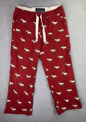 Винтажные мужские штаны Y2K Abercrombie & Fitch AF Moose Lounge M красные тяжелый хлопок FR - Изображение 1 из 4