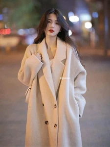 New 80% Australian Wool+20% Alpaca Double-sided Wool Coat Loose Coat Women - Picture 1 of 30