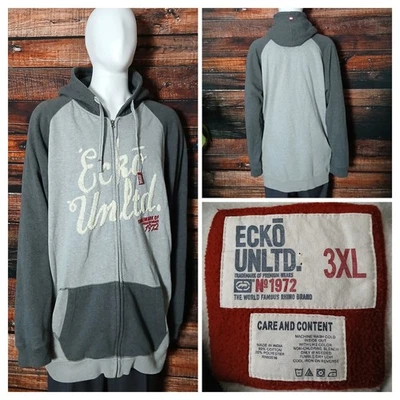 Ecko Unltd. Sudadera con Capucha 3XL Vintage Y2K Bordada Cremallera Completa Sudadera con Capucha Gris Foto 1 de 4