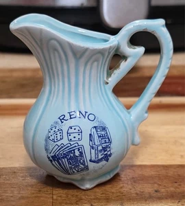 Vintage Reno Nevada Souvenir Tiny Drink Pitcher Casino Gambling - Picture 1 of 5