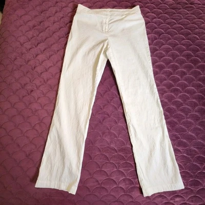 Eileen Fisher Women White Straight Leg Italian Fabric Linen Blend Pants Small  - Image 1 of 4