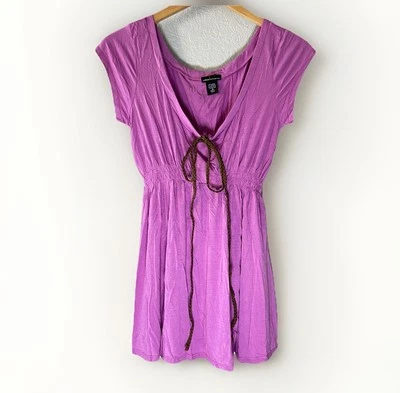 VTG Moda International Pink Baby Doll Dress Soft Modal Tie Front Size M Y2K - Image 1 of 4