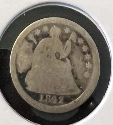 1842 SEATED LIBERTY SILVER HALF DIME  CIRCULATED ACTUAL COIN #6527 - Image 1 of 2
