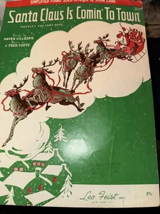 1934 BABBO NATALE STA ARRIVANDO IN CITTÀ Haven Gillespie J Fred Coots Novità Fox Trot - Foto 1 di 3