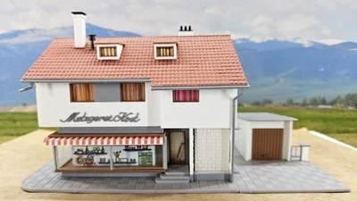 Carnicería vintage Vollmer escala HO CONSTRUIDA con garaje #3722 Foto 1 de 4