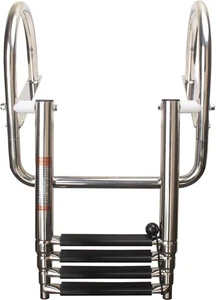4 Step Boat Folding Ladder Stainless Steel Pontoon Yacht Telescopic Swimming - Picture 1 of 9