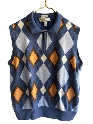 Vintage Fairway & Greene Merino Wool Knitted Sweater Golf Vest Men Size L Argyle - Image 1 of 4