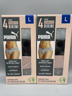 4-Pack PUMA Ladies’ Seamless Bikini Size Large  12-14 Lot Of 2 - Imagem 1 de 4