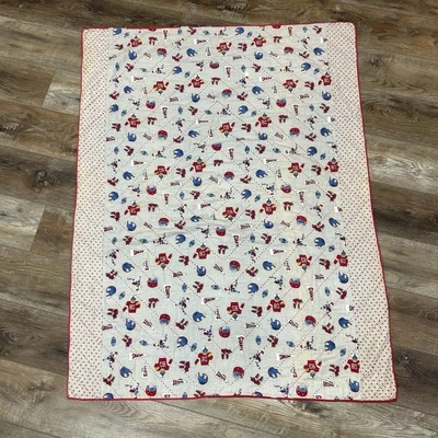 Vintage Football Flannel 54”x41” Quilted Blanket GIANTS COLTS PACKERS READ DESC - Image 1 of 4