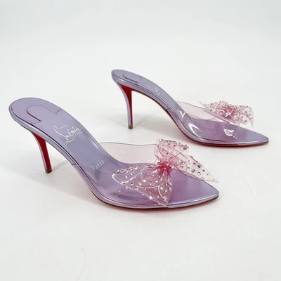 Christian Louboutin Aqua Strass PVC Rosa Cristal Arco Punta Mules EU 37.5 Foto 1 de 4