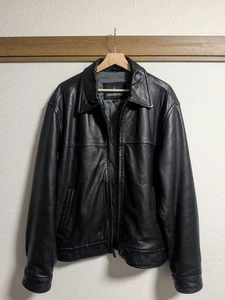 【LONDON FOG】Black Leather Blouson Jacket L Size - Picture 1 of 7